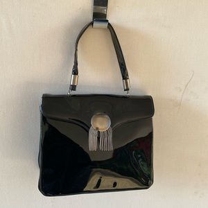 Vintage CROWN LEWIS black patent leather bag